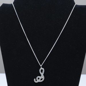 Music Staff Rhinestone Pendant with Silver plated Chain Silver